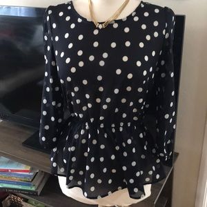 Polka Dot Peplum Blouse